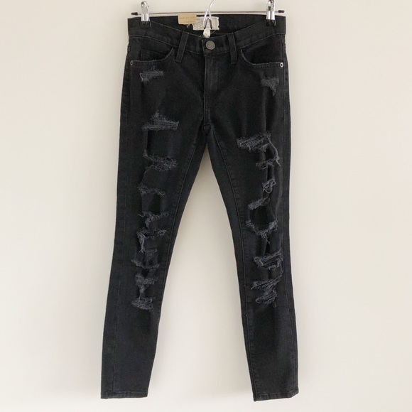 Current/Elliott Denim - NWT Current/Elliott The Stiletto in Black Tattered
